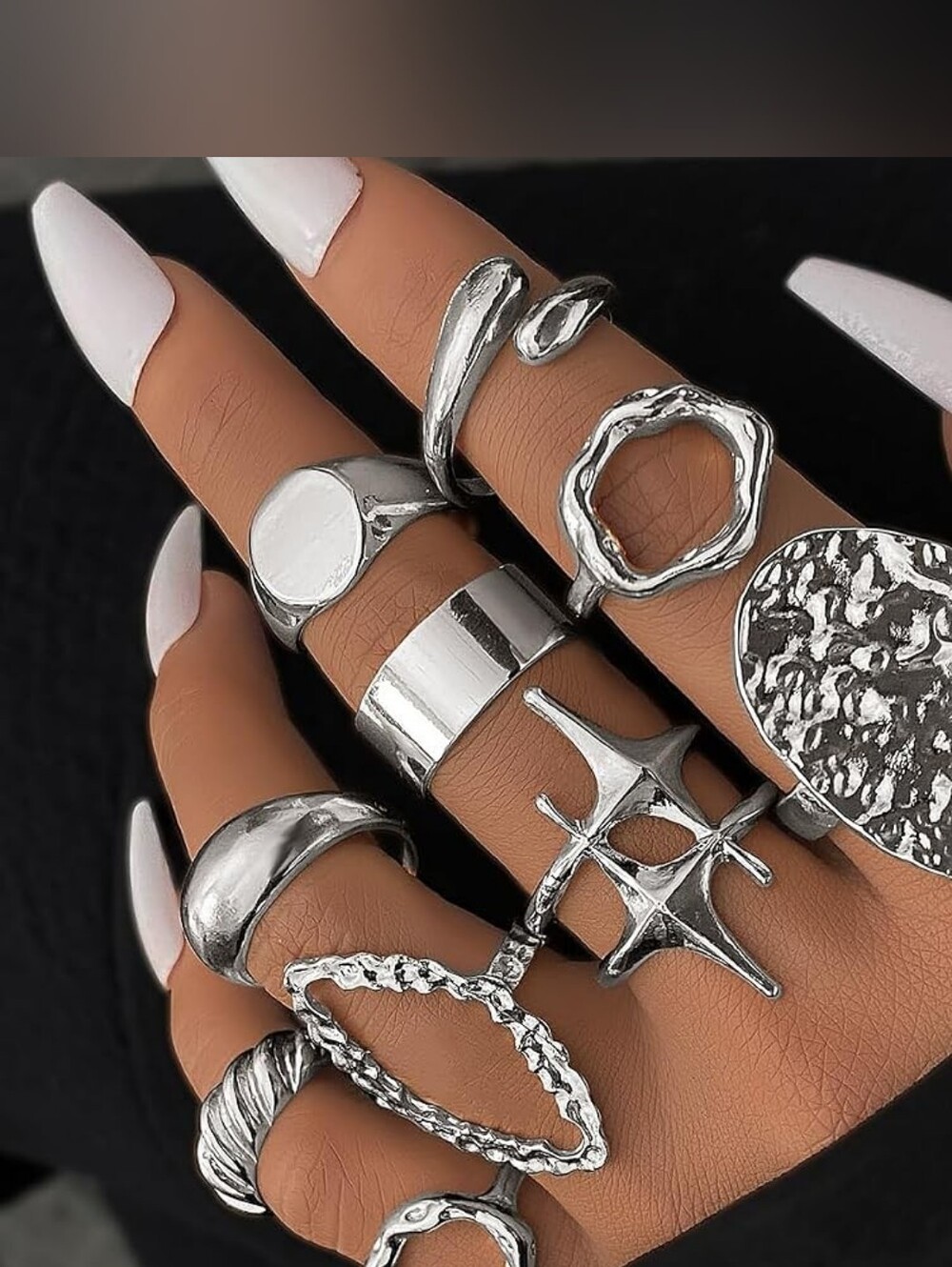 Chunky Rings Statement Rings Set, Stackable - Picture 3 of 8